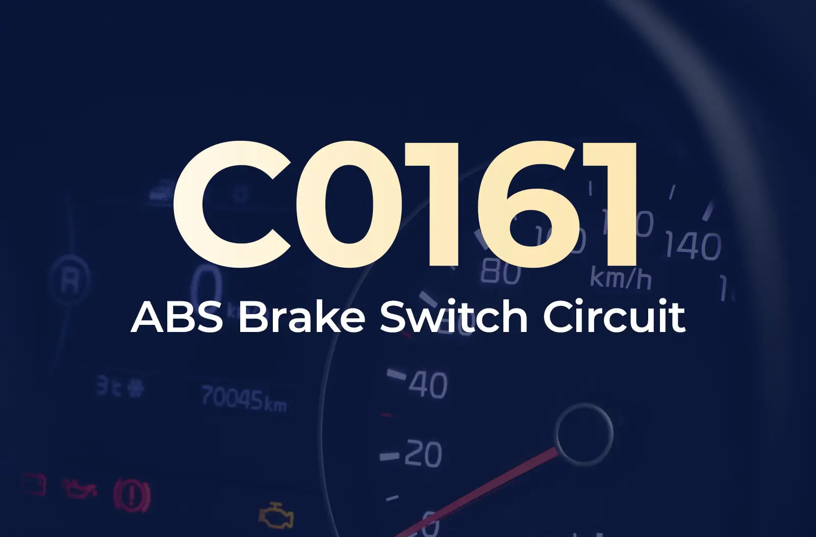 displaying the diagnostic code "C0161" and the description "ABS Brake Switch Circuit" against the blurred dashboard.
