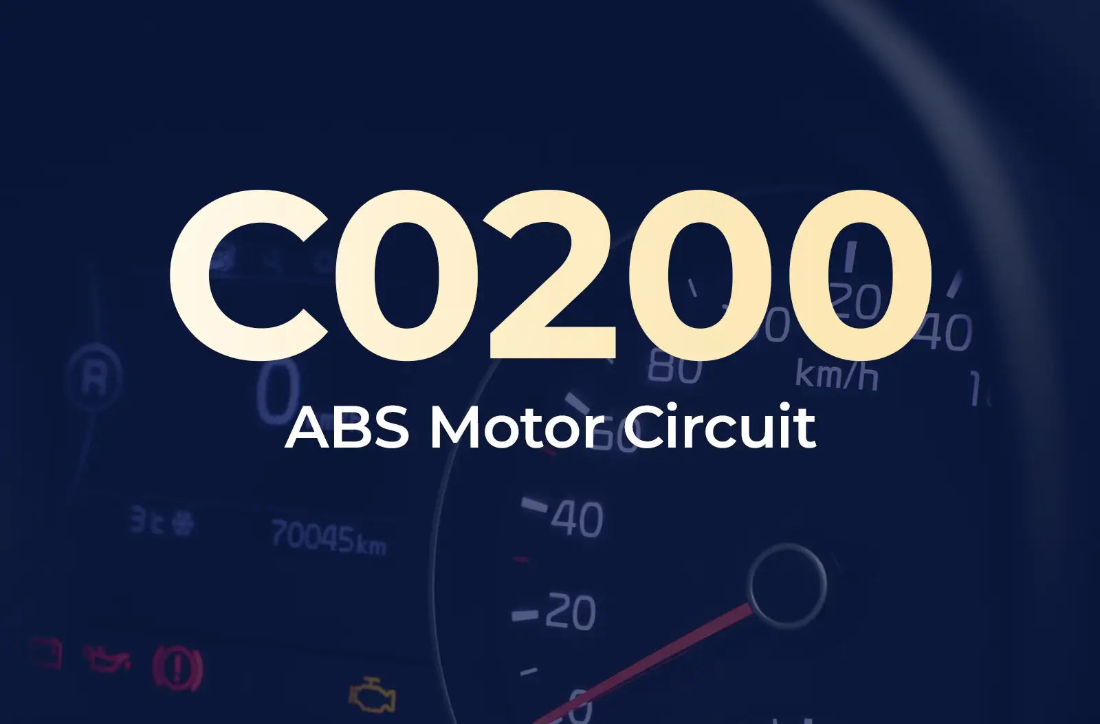 displaying the diagnostic code "C0200" and the description "ABS Motor Circuit" against the blurred dashboard.