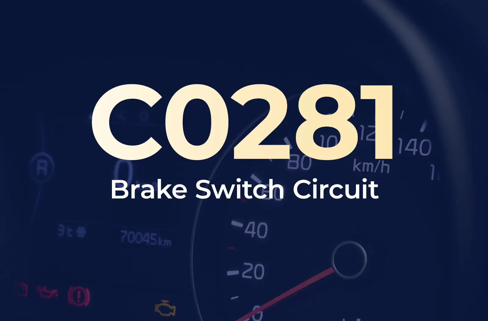 displaying the diagnostic code "C0281" and the description "Brake Switch Circuit" against the blurred dashboard.