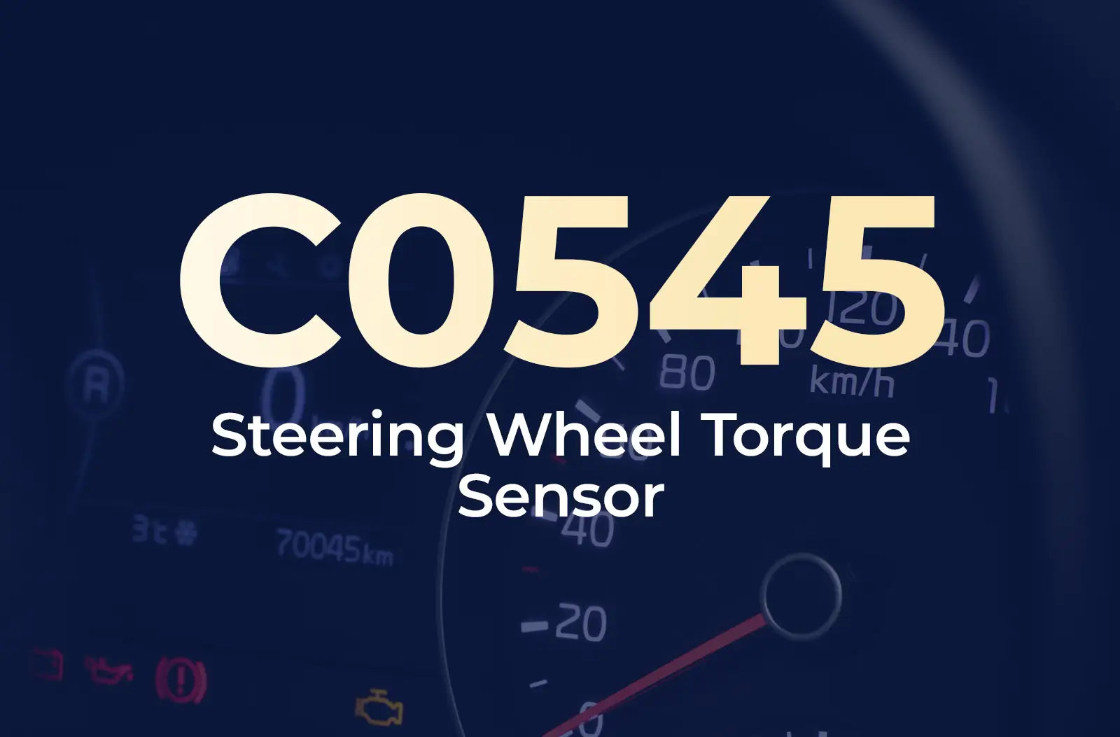 displaying the diagnostic code "C0545" and the description "Steering Wheel Torque Sensor" against the blurred dashboard.