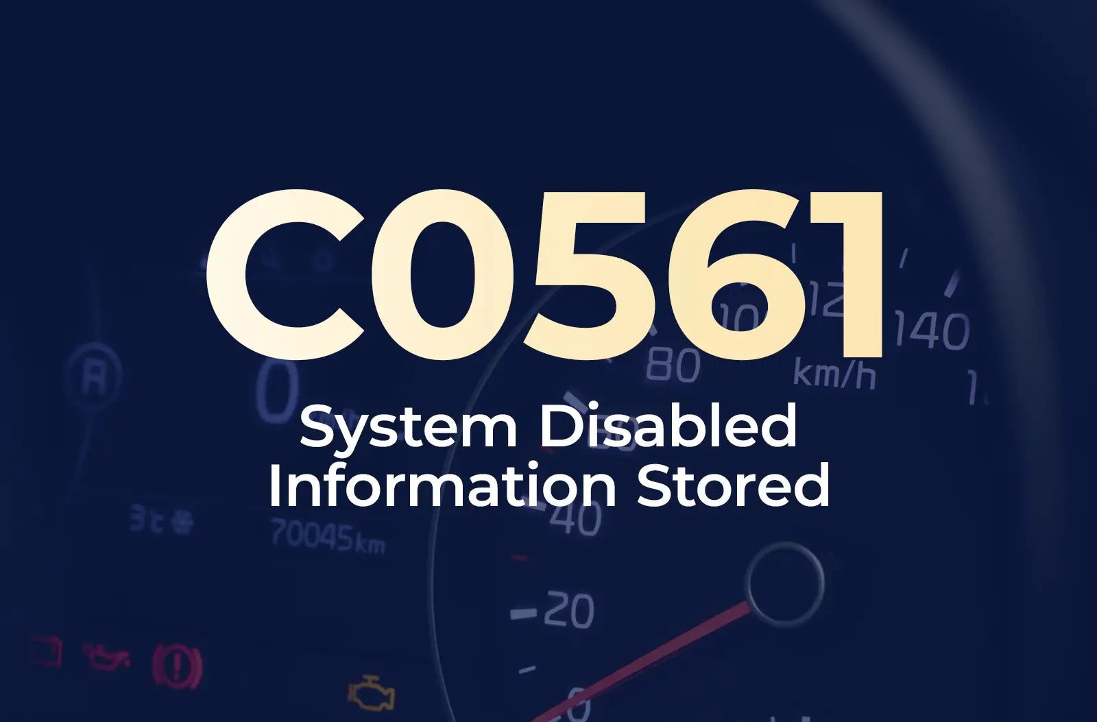 displaying the diagnostic code "C0561" and the description "System Disabled Information Stored" against the blurred dashboard.